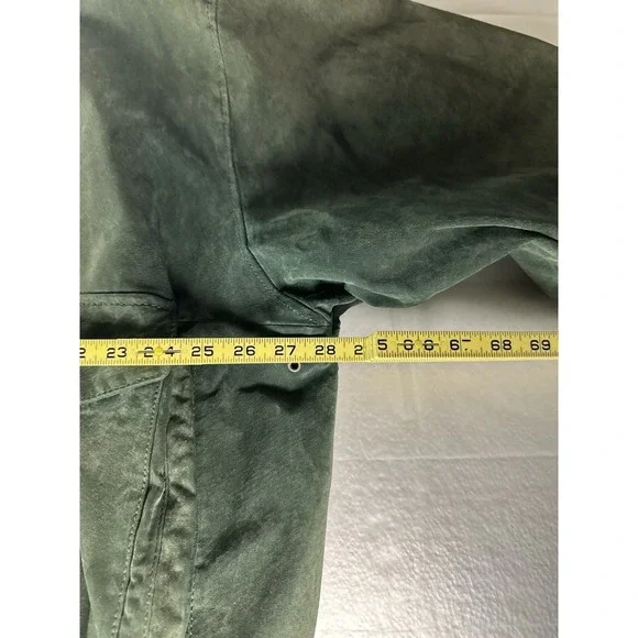 Vintage G III Suede Leather Bomber Jacket Green Size 26 / 28 - Picture 5 of 15